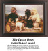 A man and five dogs, including two large ones, share a moment in the fields in this cross stitch chart based on Richard Ansdell's art.