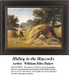 Children play hide-and-seek near large haycocks on a farm, reimagined as a counted cross stitch pattern by artist William Bliss Baker.