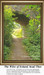 A lush tunnel entrance framed by green shrubs and trees, created as a counted cross stitch pattern that invites exploration.