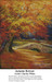A large maple tree with vibrant fall leaves sways over a bridge in a park, translated into a counted cross stitch design by Charles White.