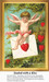 A cherub swings above an envelope surrounded by hearts, transformed into a counted cross stitch pattern for Valentine's Day.