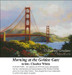 A scene of the Golden Gate Bridge at dawn surrounded by vibrant flowers, created as a counted xstitch kit by Charles White for Sunrays Creations.