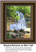A woodland scene displays a waterfall cascading over rocks, designed as a counted cross stitch pattern waiting as your next cross stitch project.