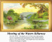 A tranquil scene with lush greenery and a flowing river, created as a counted cross stitch pattern titled Meeting of the Waters Killarney.