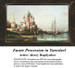 A historic church with onion domes stands by a river, as a congregation participates in an Easter procession yours as a counted cross stitch kit.