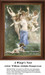 A young woman stands amidst numerous cherubim, designed as a counted cross stitch pattern, waiting as your next cross stitch project.
