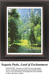 A detailed counted cross-stitch pattern preview of the fine art landscape, "Sequoia Parks, Land of Enchantment." The wilderness design features a sunlit green meadow framed by tall sequoias, pine trees, and a clear stream with majestic granite mountains rising in the background.