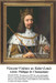A regal figure wearing a crown and royal robes, holding a scepter and orb, as a downloadable pattern from Philippe de Champaigne's art.