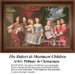 Seven finely dressed children pose together in a group portrait, translated into a counted cross stitch design by Philippe de Champaigne.