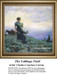 A woman stands among cabbages in a field, with others working nearby, created as a counted cross stitch pattern by Charles Courtney Curran.