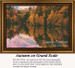 A serene lake reflects vibrant autumn foliage in gold and bronze tones, as this xstitch pattern brings the essence of fall into your home.
