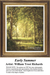 A serene landscape with tall trees reflecting in a tranquil pond, designed as a counted cross stitch chart by William Trost Richards.