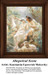 A couple sits closely in a serene garden, surrounded by sheep and flowers, rendered as a cross stitch design by Konstantin Egorovich Makovsky.