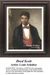 A detailed counted cross-stitch pattern preview of Louis Schultze's historic portrait painting, "Dred Scott." The dignified design showcases Dred Scott in a dark jacket, red waistcoat, and patterned necktie illuminated by soft directional light against a dark background.