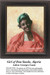 A North African woman wearing a white dress with a coral sash and an aqua head covering, designed as a counted cross stitch pattern by Georges Gaste.