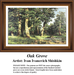 A detailed counted cross-stitch pattern preview of Ivan Ivanovich Shishkin's Russian Realist masterpiece, "Oak Grove." The majestic landscape design features sun-drenched ancient oak trees with spreading leafy branches, casting soft shadows across a tranquil forest glade under bright summer sunlight.