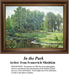 A detailed counted cross-stitch pattern preview of Ivan Ivanovich Shishkin's Realist landscape painting, "In the Park." The peaceful design features a sun-dappled park pathway winding past majestic, leafy trees under soft summer sunlight.