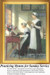 Two young women practice hymns in a sunlit room, with one at a spinet and the other singing, waiting as your next cross stitch project.