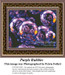 An array of purple bubbles floats against a dark background, designed as a large cross stitch pattern by artist Petria Follett.