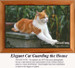 A lounging orange and white cat rests on a stone ledge, surrounded by greenery, in this printable pattern for cross stitch enthusiasts.