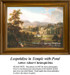 A tranquil landscape with a temple nestled among trees on a hill, designed as a large cross stitch pattern by Albert Christoph Dies.