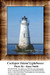 A lighthouse on a sunny day, titled Cockspur Island Lighthouse, designed as a large cross stitch pattern with DMC floss on aida cloth.