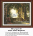 A woman in period dress gazes out from a stone archway, framed by lush greenery and mountains, in this xstitch chart by Franz Stegmann.