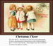 Three children in charming outfits wish each other Merry Christmas in this cross stitch pattern titled "Christmas Cheer," available as a digital file.