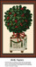 A bushy holly topiary sits in a festive crate with a red ribbon, designed as a printable pattern by Sunrays Creations for holiday stitching.