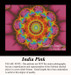 A pink fractal flower with eight petals surrounds a colorful center, ideal for a vibrant cross stitch project using DMC floss on aida cloth.