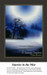 A misty landscape at dawn with a dark tree silhouette beneath a blue sky and birds flying, designed as a counted cross stitch design.