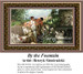 A family by a fountain in a lush garden, designed as a large cross stitch pattern by artist Henryk Siemiradzki in the late 19th century.