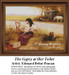 A gypsy woman sits by a roadside in a sunny landscape, tending to her hair, captured as a counted cross stitch pattern.