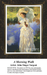 A detailed counted cross-stitch pattern preview of John Singer Sargent's Impressionist masterpiece, "A Morning Walk." The light-filled design depicts a young woman in a flowing white dress holding a parasol as she strolls along a lush, sun-dappled riverbank under bright summer sunlight.