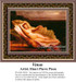 A reclining woman lies against soft drapery, framed as a counted cross stitch chart, inspired by Henri Pierre Picou's classic art.