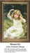 A little girl in a white dress sits in the grass, placing daisies in her hair, designed as a counted cross-stitch pattern by Frederick Morgan