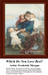 A fisherman surrounded by two children, one in a white dress, set against a coastal backdrop, rendered as a counted cross stitch design by Frederick