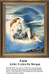 A graceful woman reclines within a crescent moon, stitched as a cross stitch project by Evelyn De Morgan, reflecting the Pre-Raphaelite style.