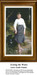 A young girl stands by a serene pond, her foot in the water, depicted as a counted cross stitch pattern, perfect for your next cross stitch project.