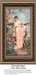 A woman in a flowing pink dress stands in a lush garden alongside a deer, designed as a large counted cross stitch by Hans Zatzka.