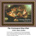 A serene scene of cherubs and women in a boat amidst blooming nature, designed as a xstitch pattern by artist Hans Zatzka.