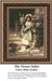 A young woman in a light green dress holds flowers and stands on a staircase, waiting as your next cross stitch project.