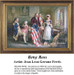 A gathering of historical figures, including Betsy Ross and George Washington, surrounds the first American flag, waiting as your next cross stitch.