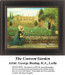 A young woman arranges picked flowers in a garden as a nun approaches, in this xstitch chart from the painting by George Dunlop, R.A., Leslie.