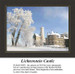 A snow-covered castle with tall, feathery trees surrounding it, designed as a counted xstitch kit that captures Lichtenstein Castle's winter charm.