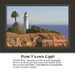 A lighthouse stands tall on a cliff, surrounded by palm trees overlooking the harbor, ready for your next cross stitch project.