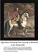 A regal prince in ornate attire sits atop a white horse against a backdrop of ships and clouds, designed as a cross stitch project by Michael Dahl.