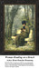 A woman sitting on a bench, absorbed in her book, set against a serene landscape, presented as a counted cross stitch chart by Henri Bouchet-Doumenq.