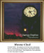 A large clock tower, set against a twilight sky with glowing hues, stands beside a softly illuminated street lamp in this BAP cross stitch design.