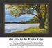 A large tree stands by a serene riverbank, framed as a printable pattern, inviting relaxation and enjoyment of nature's tranquility.